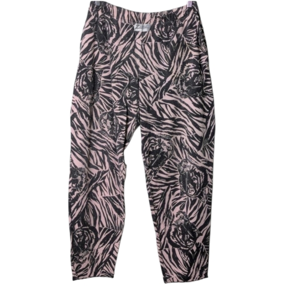 Zubaz Vintage Black & Pink Animal Print  Cotton Sweatpants Unisex Size M - Picture 1 of 8